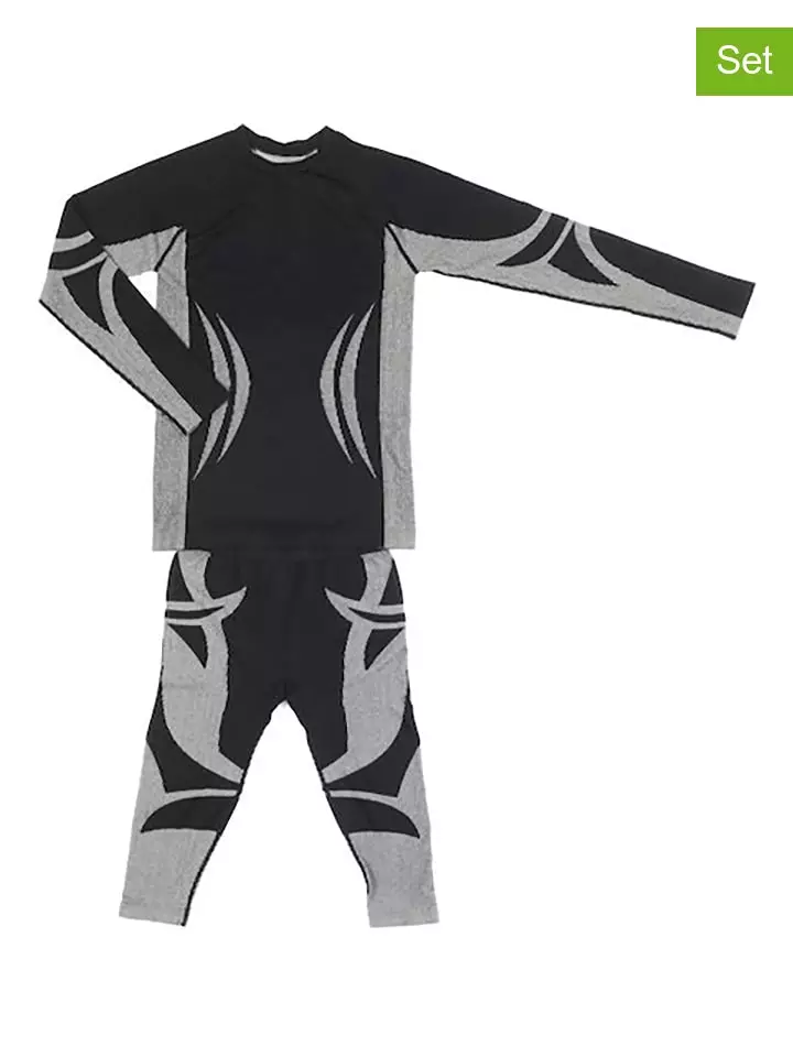 COLD 2-częściowy zestaw bielizny funkcyjnej w kolorze czarno-szarym rozmiar: S/M