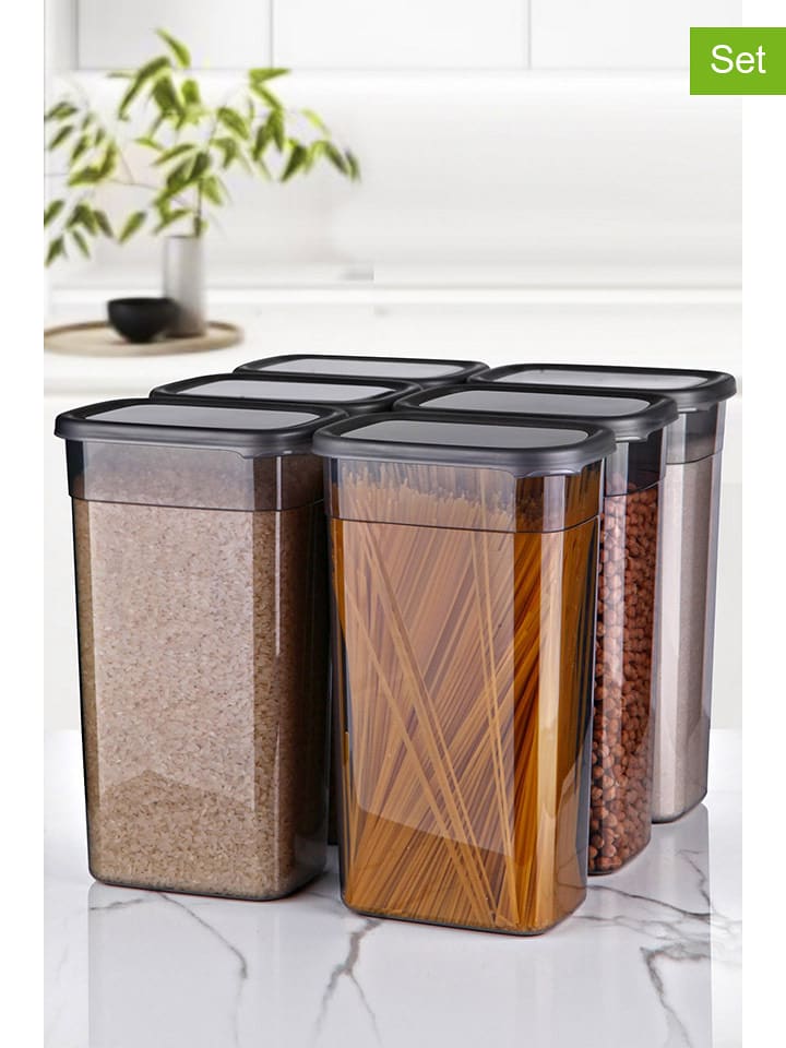 Violeta Home Pojemniki (6 szt.) w kolorze antracytowym - 3,2 l rozmiar: onesize