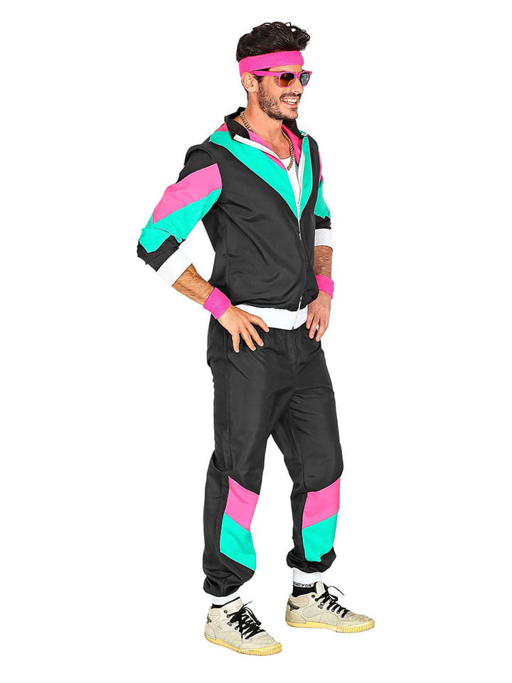 Carnival Party 2-częściowy kostium w kolorze czarno-turkusowo-różowym rozmiar: 3XL