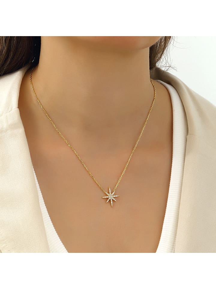 Miu Silver Pozłacany naszyjnik z cyrkoniami - dł. 42 cm rozmiar: onesize