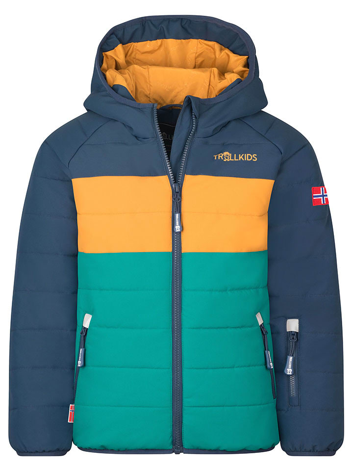 Trollkids Kurtka narciarska "Hafjell" w kolorze granatowo-turkusowym rozmiar: 128