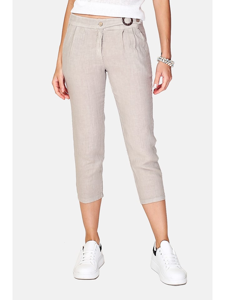 Le Jardin du Lin Lniane rybaczki w kolorze beżowym rozmiar: 42