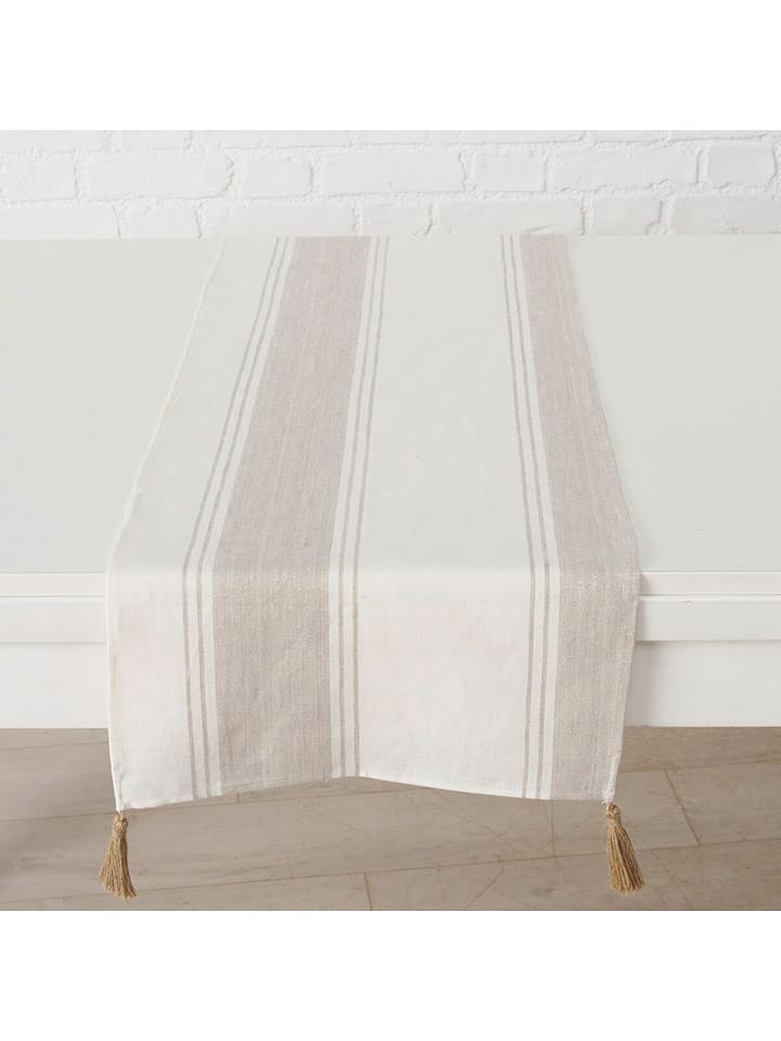Boltze Lniany bieżnik "Linel" w kolorze biało-beżowym - 140 x 40 cm rozmiar: onesize