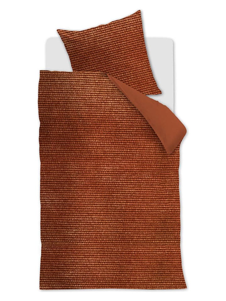 At Home Komplet pościeli sztruksowej "Cosy" w kolorze pomarańczowym rozmiar: 155x220 cm