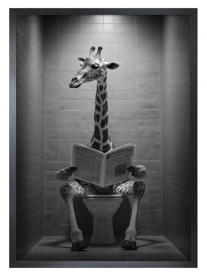 Ars Longa Druk artystyczny "Giraffe In The Toilet" w ramce - 70 x 50 cm rozmiar: onesize