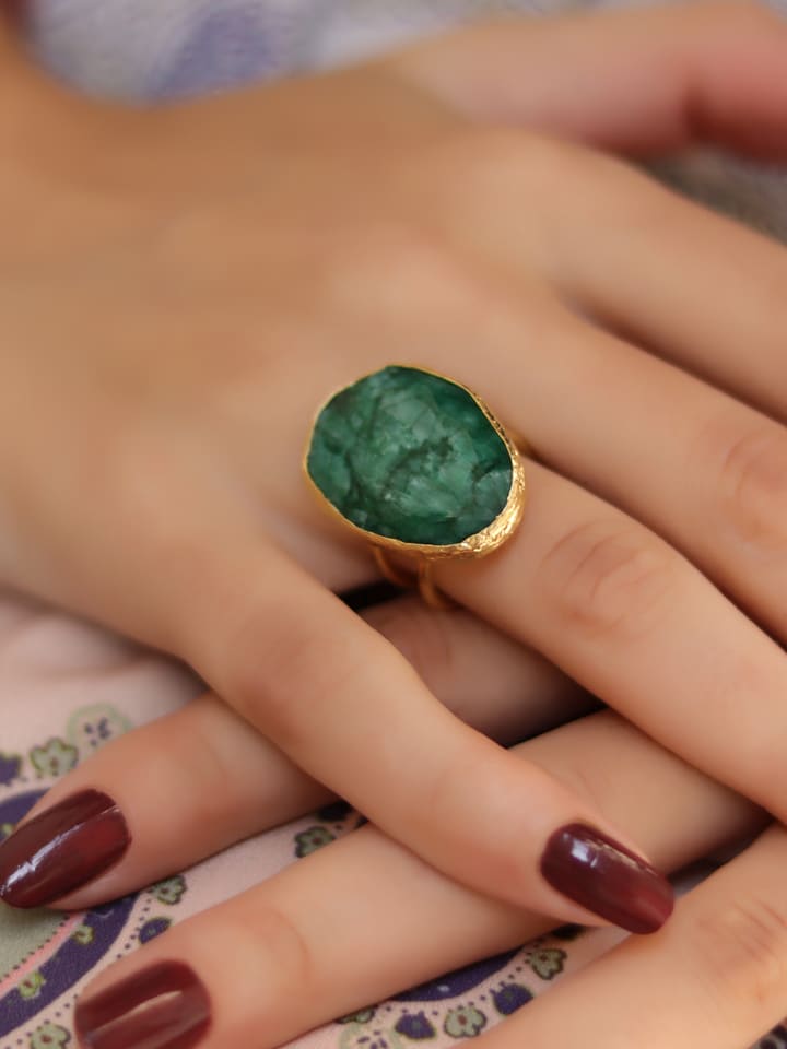 L'Atelier de Gaia Pozłacany pierścionek z agatem rozmiar: onesize