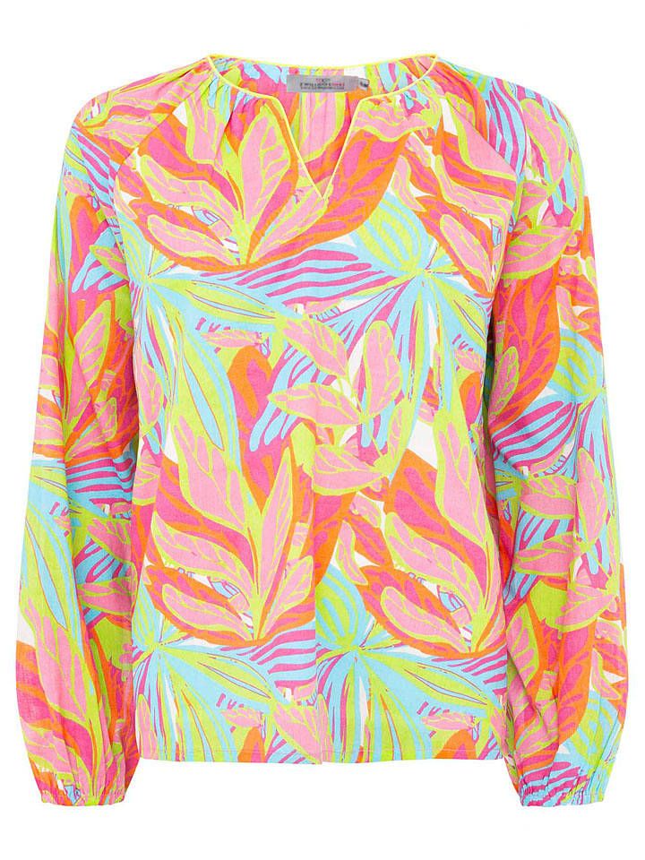 Zwillingsherz Bluzka "Power Colors" w kolorze pomarańczowo-zielono-błękitnym rozmiar: S/M