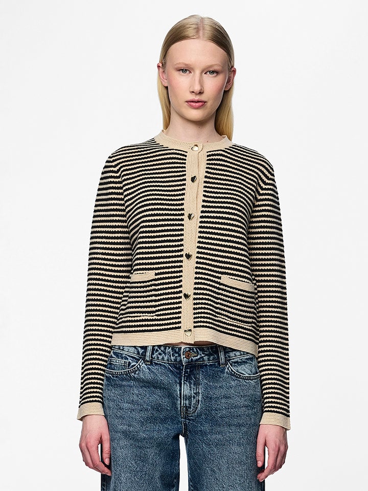 Pieces Kardigan "Nisa" w kolorze czarno-beżowym rozmiar: XS