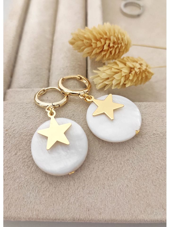 Nakkash Pozłacane kolczyki-kreole z masą perłową rozmiar: onesize