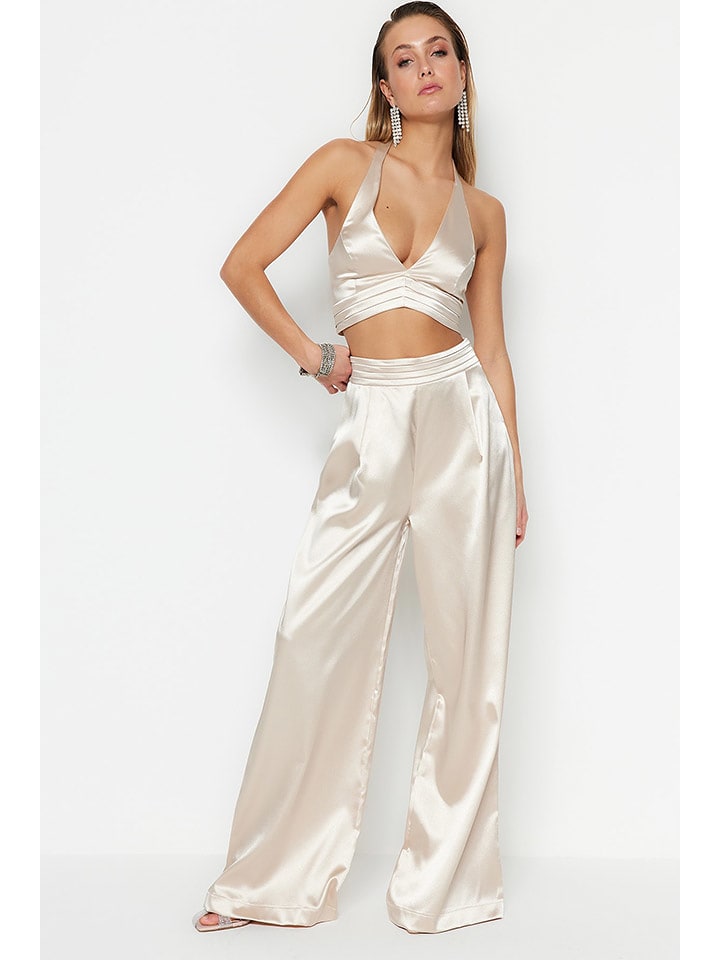 trendyol Spodnie w kolorze beżowym rozmiar: 40