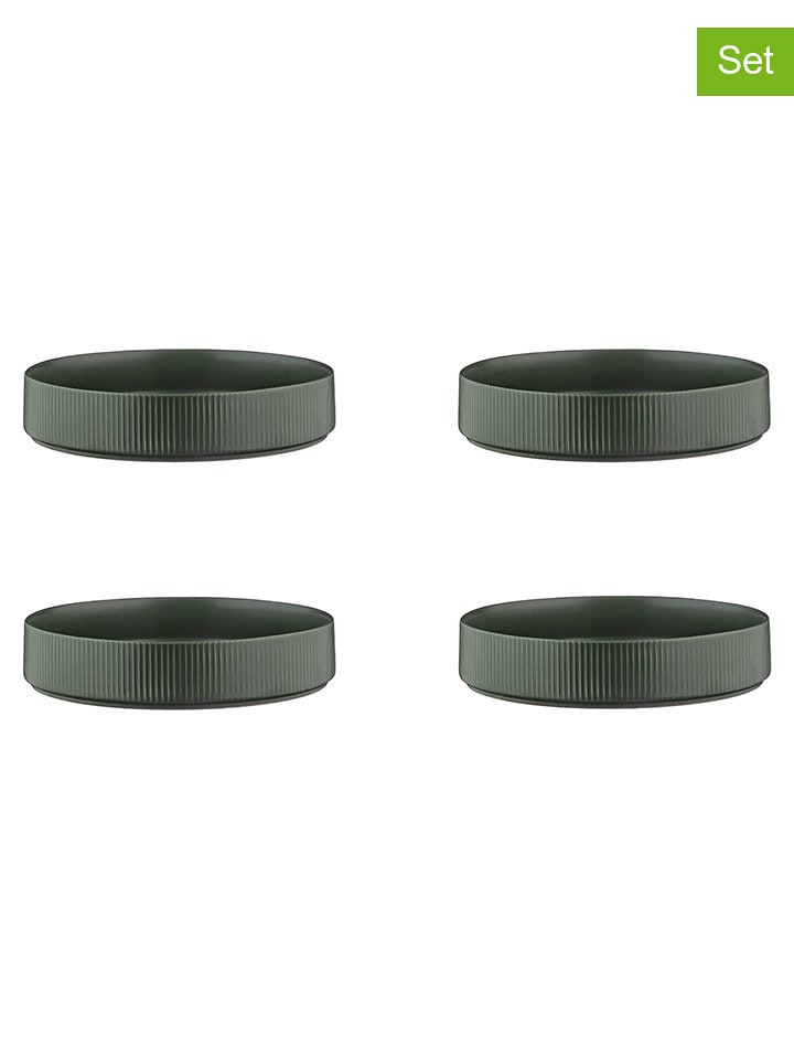 Björn Talerze głębokie (4 szt.) "Scandi" w kolorze oliwkowym - Ø 21,5 cm rozmiar: onesize