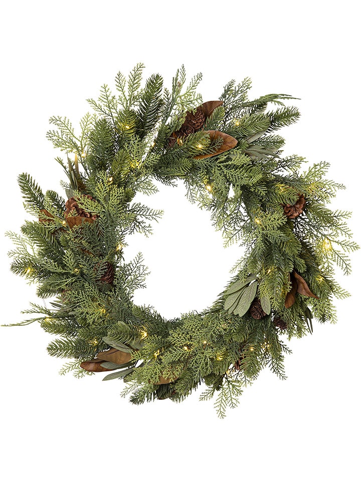 STAR Trading Dekoracyjny wieniec LED "Mixi" w kolorze zielonym - Ø 60 cm rozmiar: onesize