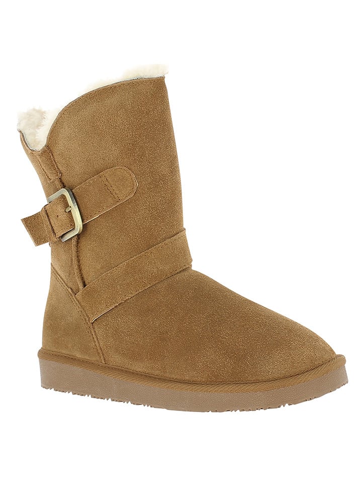 Gooce Skórzane kozaki zimowe "Blume" w kolorze jasnobrązowym rozmiar: 40