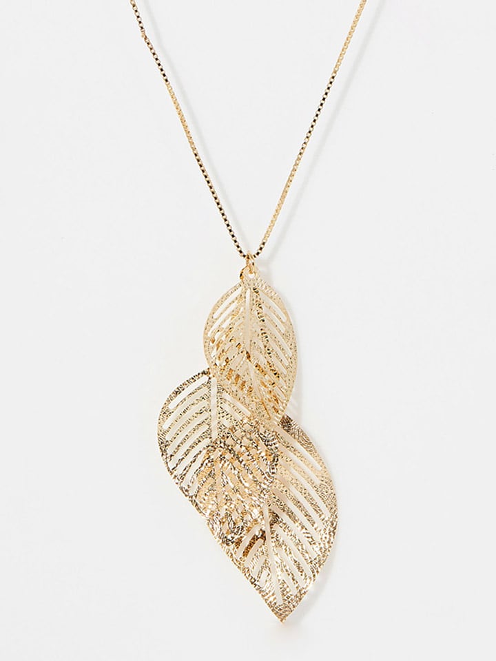 OR ÉCLAT Złoty naszyjnik "Feuille de Saule" z zawieszką - dł. 42 cm rozmiar: onesize