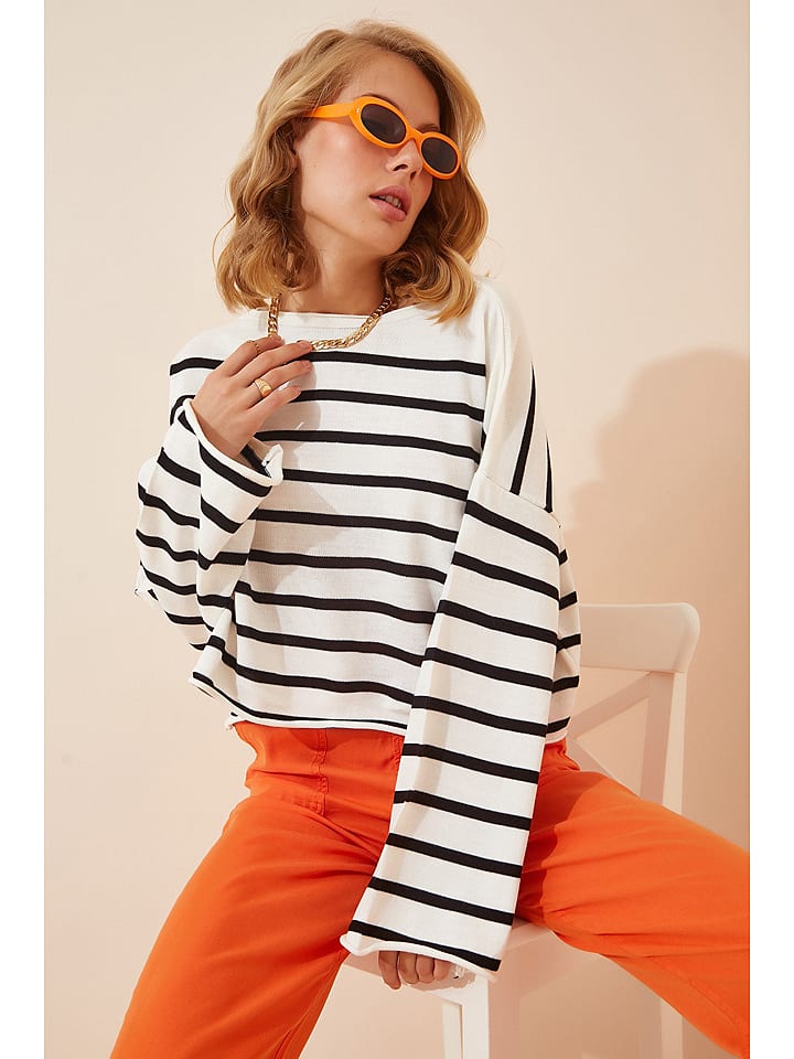 Happiness Istanbul Sweter w kolorze białym rozmiar: S/M