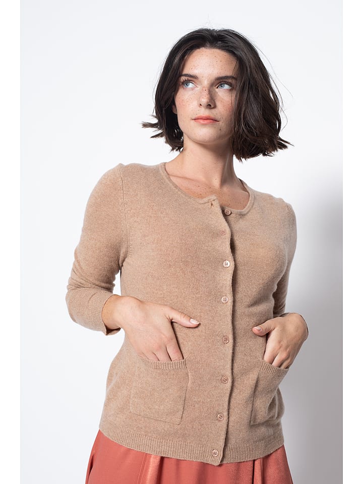 AUTHENTIC CASHMERE Kaszmirowy kardigan "Caron" w kolorze beżowym rozmiar: XXL