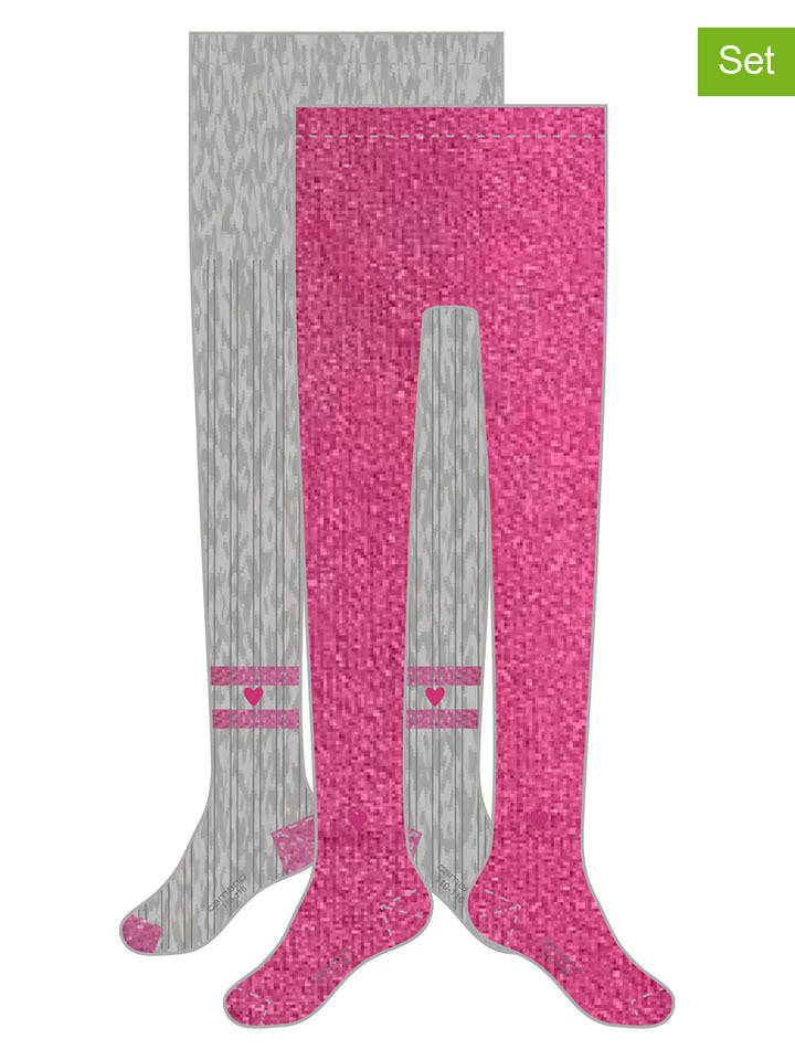 camano Rajstopy (2 pary) w kolorze różowo-szarym rozmiar: 122/128