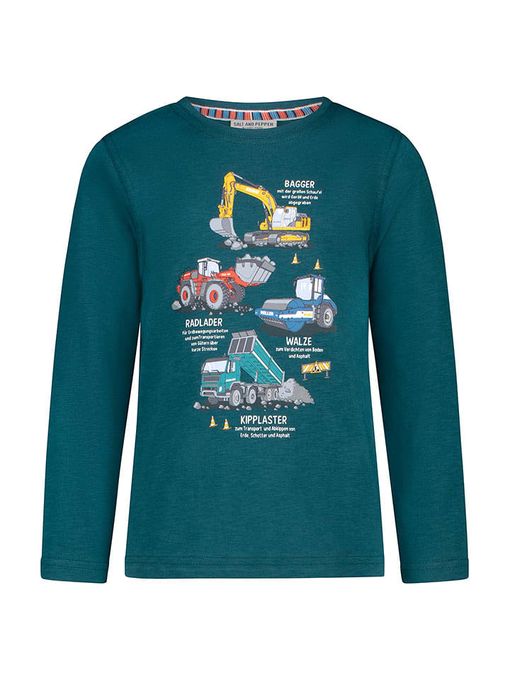 Salt and Pepper Koszulka "Excavators" w kolorze zielonym rozmiar: 116/122