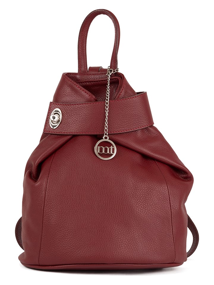 Mia Tomazzi Skórzany plecak "Sirietto" w kolorze czerwonym - 28 x 35 x 13 cm rozmiar: onesize