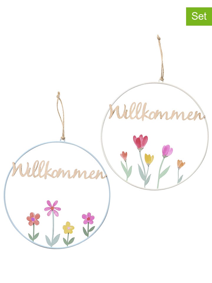 Boltze Dekoracyjne zawieszki (2 szt.) w kolorze beżowo-błękitnym - dł. 30 cm rozmiar: onesize