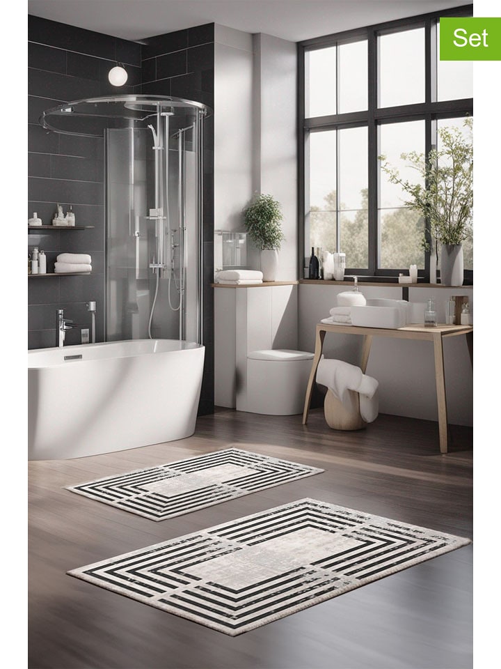 Mijolnir Dywaniki łazienkowe (2 szt.) w kolorze kremowo-czarnym rozmiar: onesize