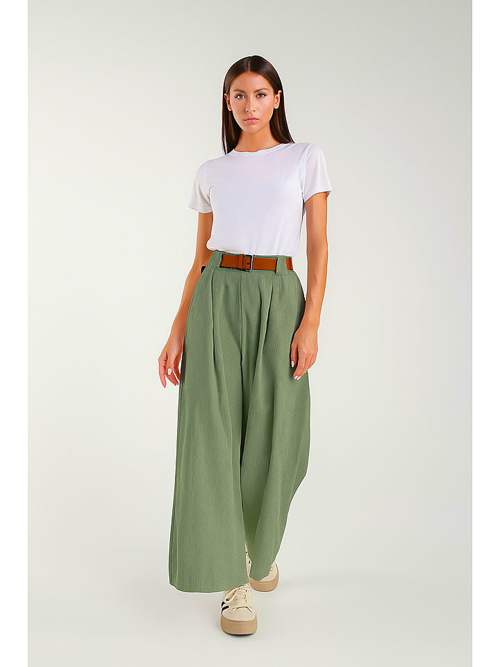 Tamba Kuloty w kolorze zielonym ze sztruksu babycord rozmiar: 36/38