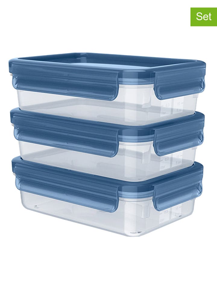 Emsa Pojemniki (3 szt.) "Clip & Close Eco" w kolorze niebieskim - 800 ml rozmiar: onesize