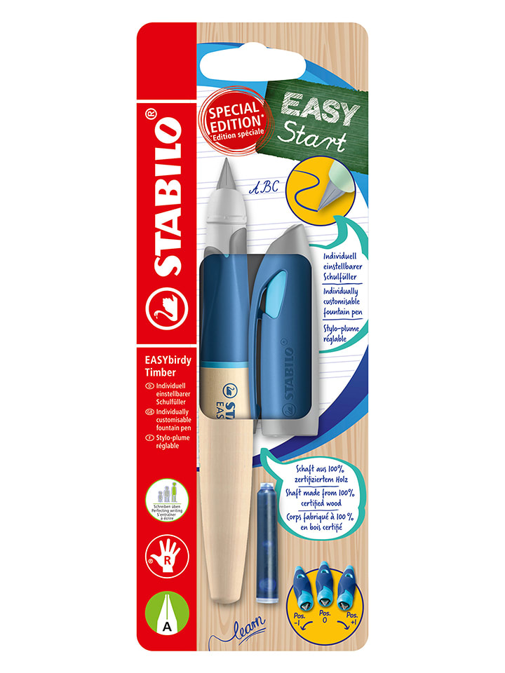 STABILO Pióro wieczne "EASYbirdy A" w kolorze niebieskim dla praworęcznych rozmiar: onesize