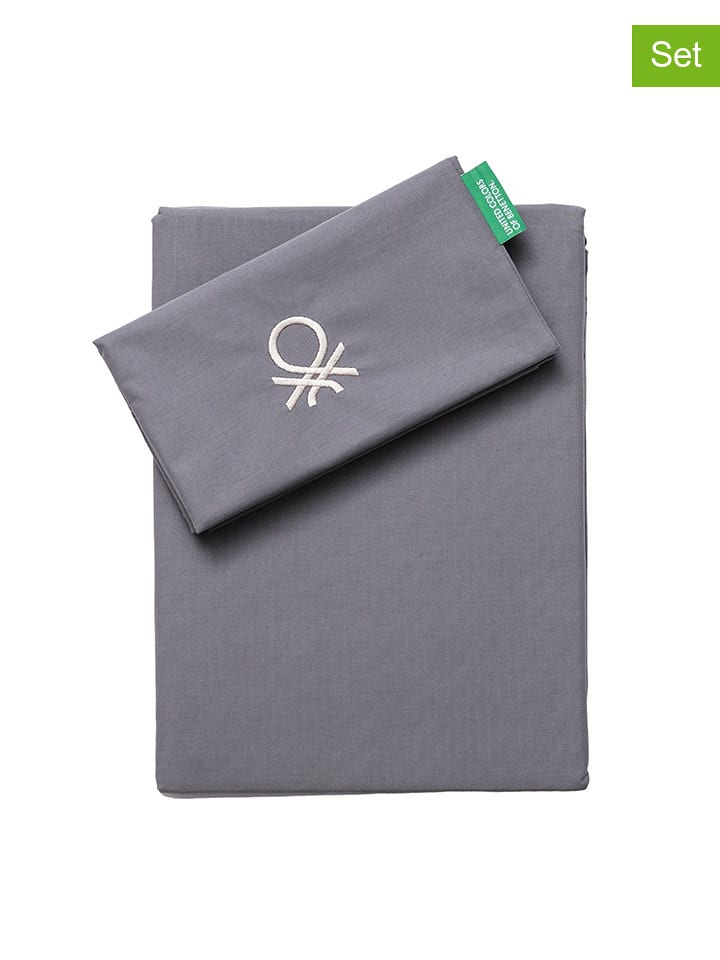 Benetton 2-częściowy komplet pościeli w kolorze szarym rozmiar: 150x220 cm