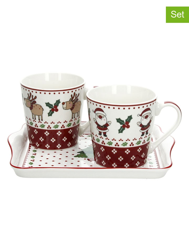 Tognana 3-częściowy zestaw "Happy Santa" w kolorze biało-czerwonym - 330 ml rozmiar: onesize