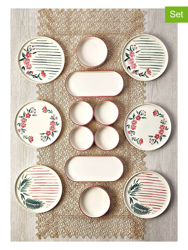 Hermia 14-częściowy zestaw śniadaniowy w kolorze biało-czerwono-zielonym rozmiar: onesize