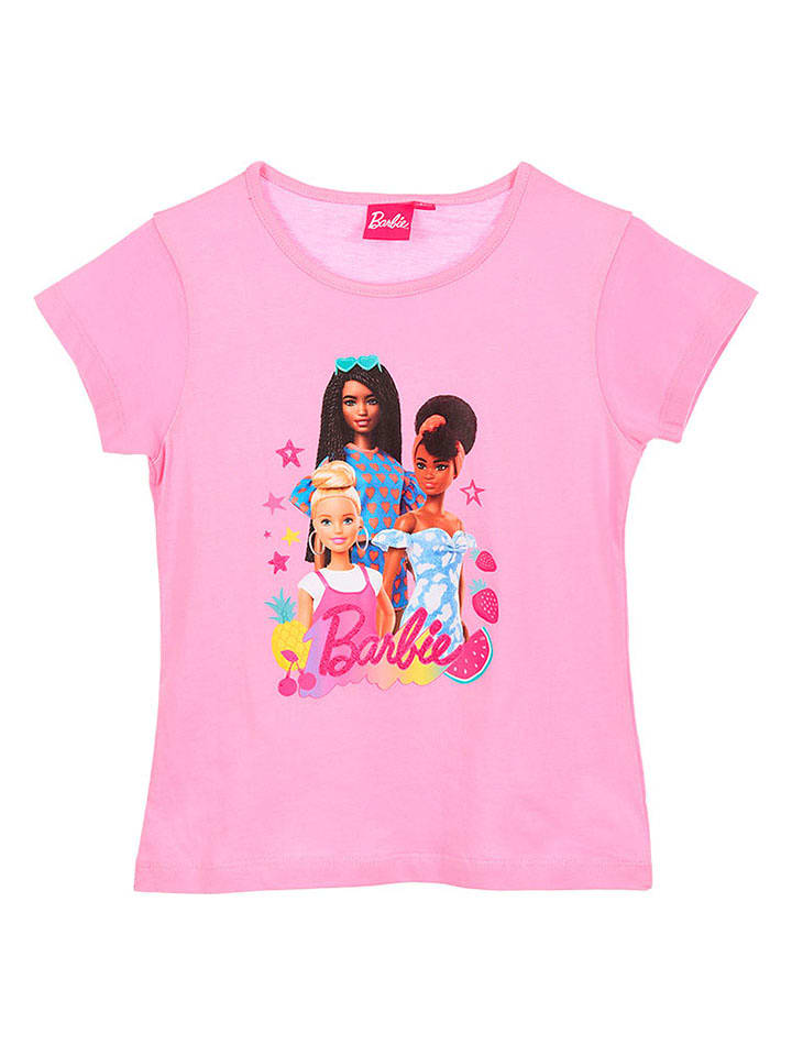 Barbie Koszulka "Barbie" w kolorze jasnoróżowym ze wzorem rozmiar: 104