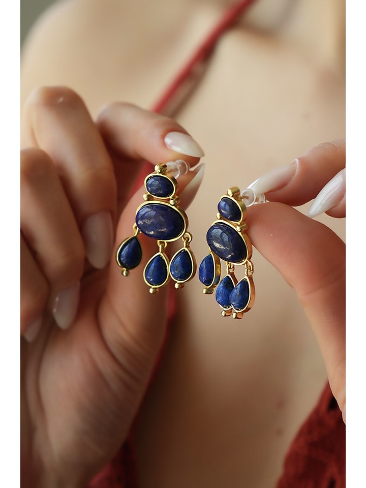 L'Atelier de Gaia Pozłacane kolczyki z lapis lazuli rozmiar: onesize