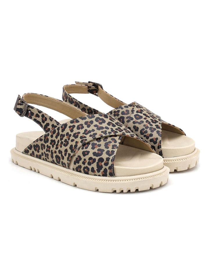 Goby Skórzane sandały w kolorze beżowo-czarno-ciemnobrązowym rozmiar: 41