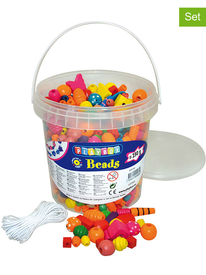 Playbox Zestaw drewnianych koralików - 250 g - 3+ rozmiar: onesize