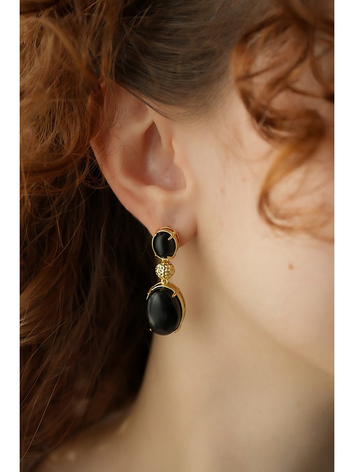 L'Atelier de Gaia Pozłacane kolczyki z onyksami rozmiar: onesize