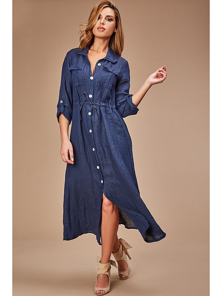 Le Monde du Lin Lniana sukienka w kolorze granatowym rozmiar: 38/40