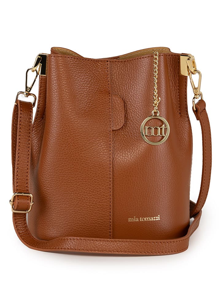 Mia Tomazzi Skórzana torebka "Vepra" w kolorze jasnobrązowym - 20 x 23 x 14 cm rozmiar: onesize
