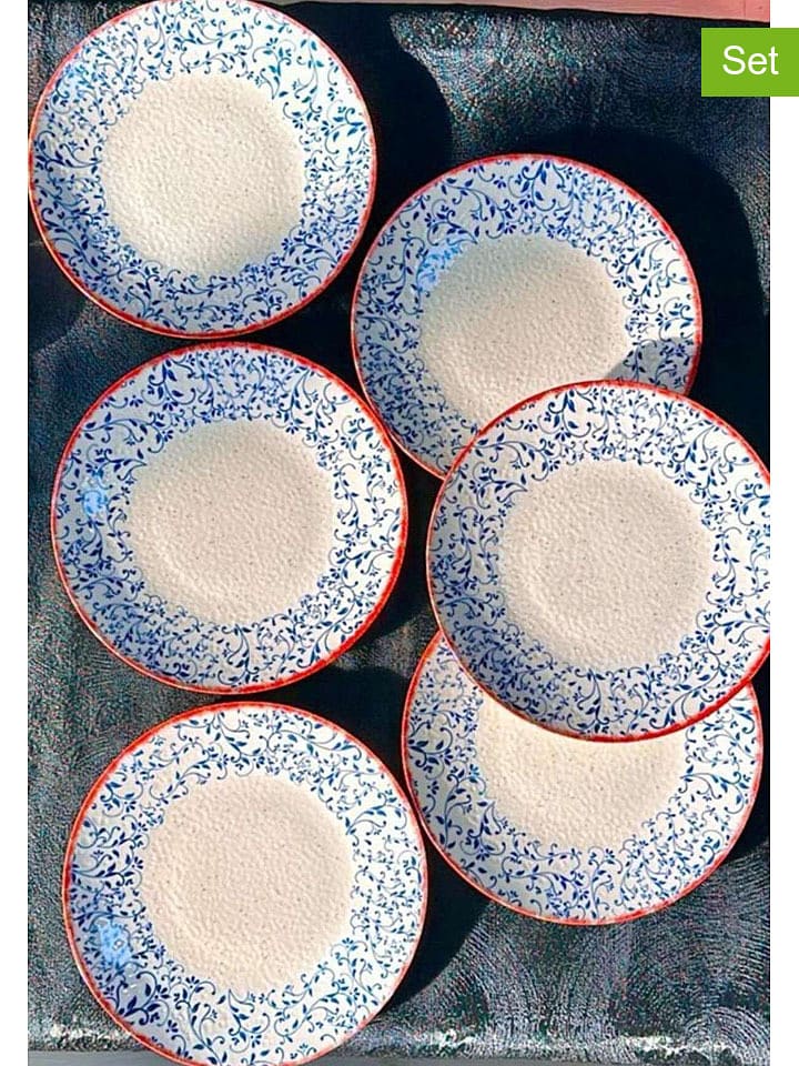 Violeta Home Talerze (6 szt.) w kolorze biało-niebieskim do serwowania - Ø 25 cm rozmiar: onesize