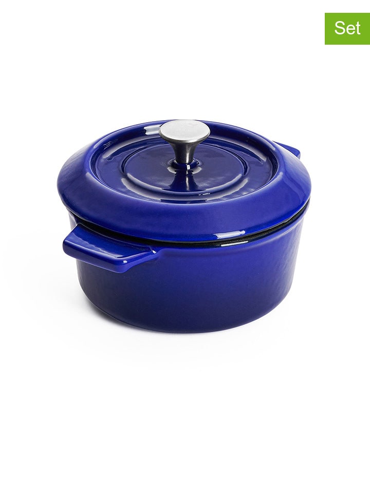 Woll Mini rondelki (2 szt.) "Iron" w kolorze niebieskim - Ø 10 cm rozmiar: onesize