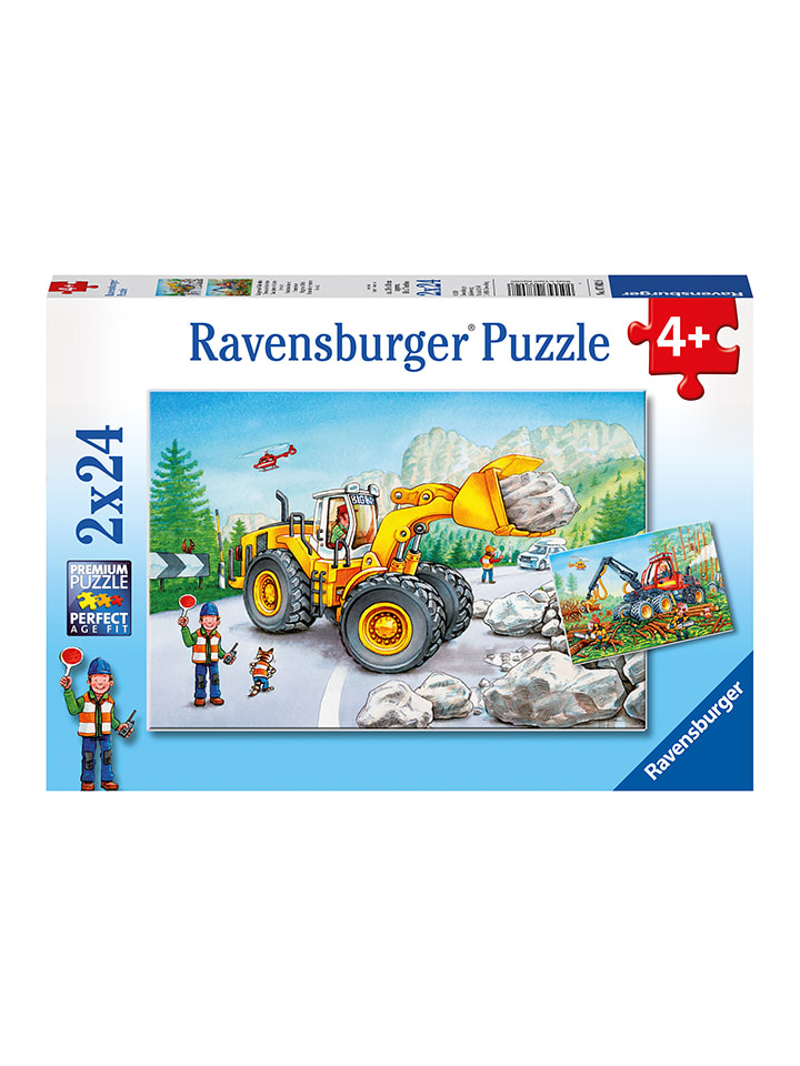 Ravensburger 24-częściowe puzzle (2 szt.) "Excavator and forestry tractor" - 4+ rozmiar: onesize