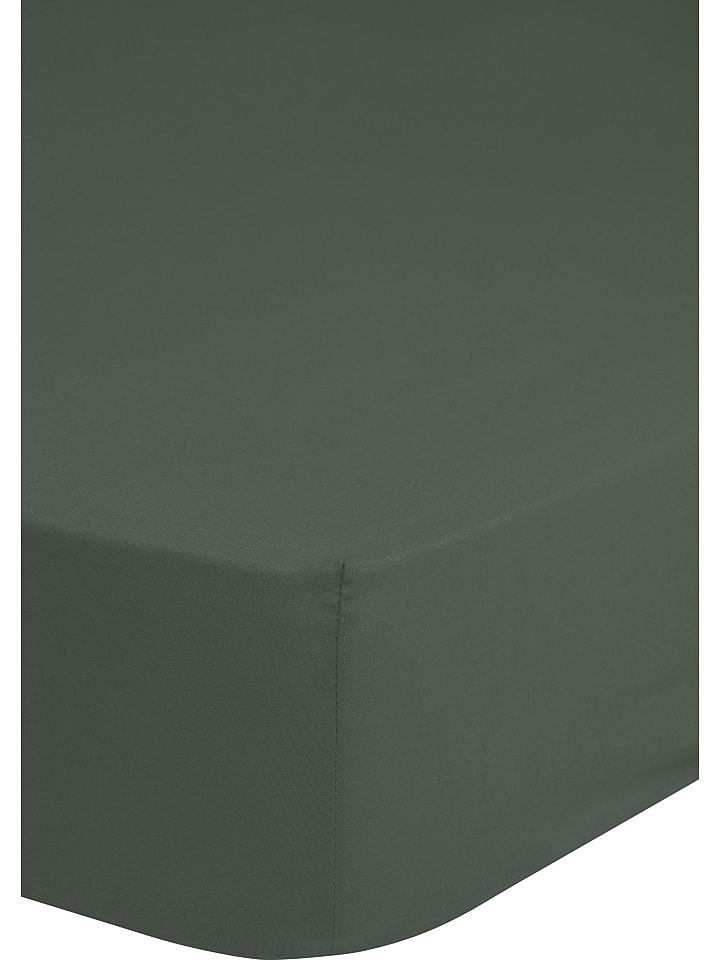 Good Morning Satynowe prześcieradło w kolorze oliwkowym na gumce rozmiar: 180x220 cm