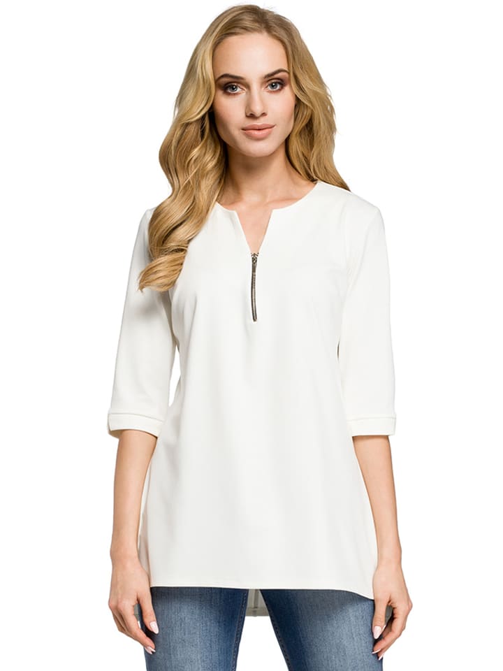 made of emotion Bluzka w kolorze biało-kremowym rozmiar: L