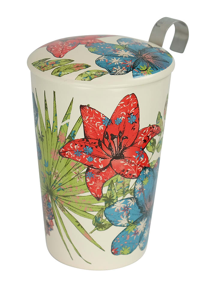 Eigenart Kubek "Rustic Flower" w kolorze kremowym ze wzorem do herbaty - 350 ml rozmiar: onesize