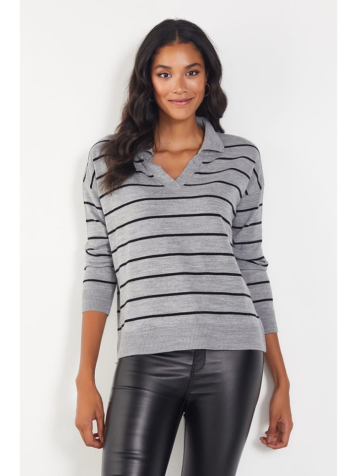 Milan Kiss Sweter w kolorze szaro-czarnym rozmiar: S