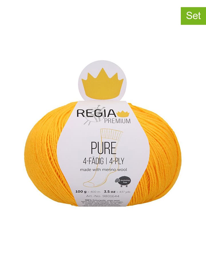 Regia Przędza wełniana (5 szt.) "Premium Pure" w kolorze żółtym - 5 x 100 g rozmiar: onesize