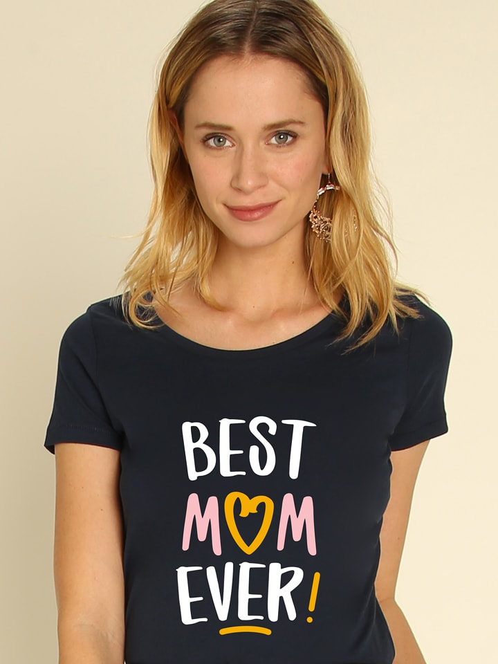 WOOOP Koszulka "Best Mom Ever" w kolorze granatowym rozmiar: L