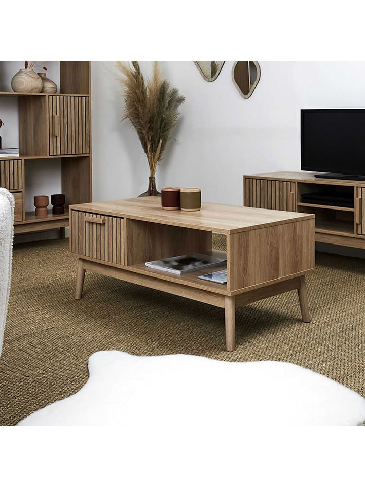 THE HOME DECO FACTORY Ława "Klaus" w kolorze jasnobrązowym - 100 x 43 x 50 cm rozmiar: onesize