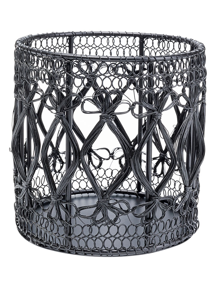 Kare Świecznik "Hayat" w kolorze czarnym - wys. 14,5 x Ø 14 cm rozmiar: onesize