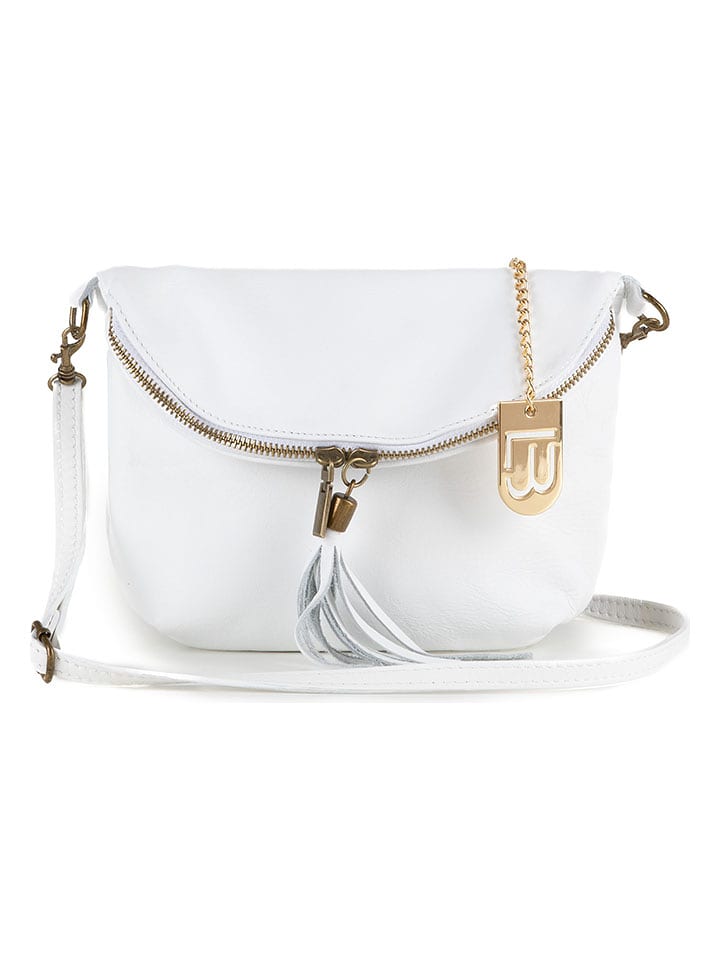 Lucca Baldi Skórzana torebka "Cetona" w kolorze białym - 24 x 18 x 4 cm rozmiar: onesize